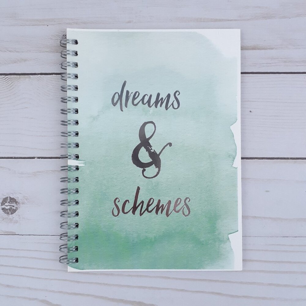 Journal Notepad Notebook Dreams Schemes Green Lined Sheets 5x7